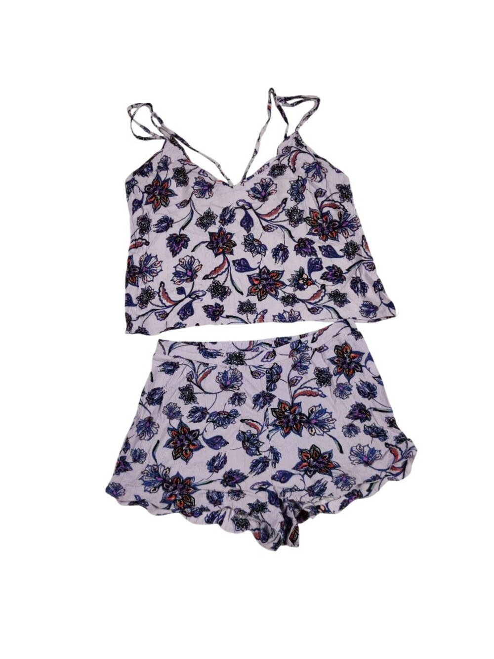 Kendall & Kylie Cami Tank Top Shorts Set S Purple Floral Coquette Casual Lounge